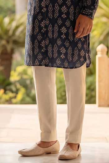Buy_Prateek Munjal_Blue Cotton Kurta Pant Set _Online_at_Aza_Fashions