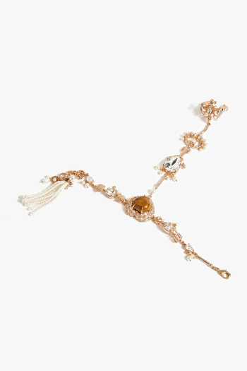 Shop_Outhouse_Rose Gold Crown Of Union Hand Harness Hathphool _at_Aza_Fashions