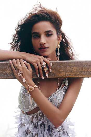 Shop_Outhouse_Rose Gold Crown Of Union Hand Harness Hathphool _Online_at_Aza_Fashions