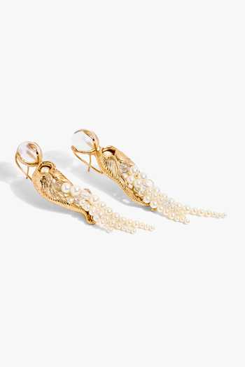 Outhouse_Gold Plated Nautilus Fringe Earrings _Online_at_Aza_Fashions