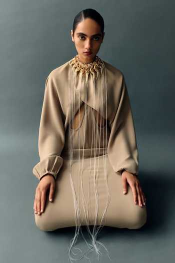 Shop_Outhouse_Gold Plated Nautilus Veil Necklace _at_Aza_Fashions