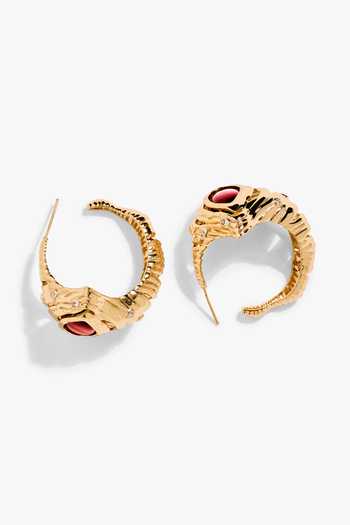 Shop_Outhouse_Gold Plated Crimson Corriente Hoop Earrings _at_Aza_Fashions