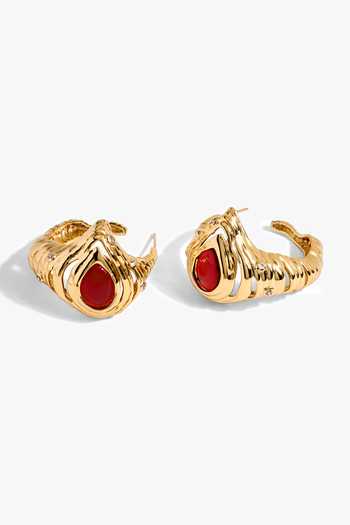 Outhouse_Gold Plated Crimson Corriente Hoop Earrings _Online_at_Aza_Fashions