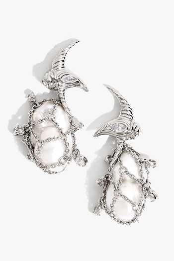 Buy_Outhouse_White Siren Drop Earrings _at_Aza_Fashions
