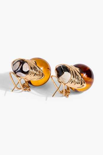 Outhouse_Gold Plated Crimson Coil Stud Earrings _Online_at_Aza_Fashions
