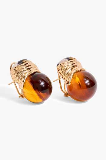 Shop_Outhouse_Gold Plated Crimson Coil Stud Earrings _at_Aza_Fashions