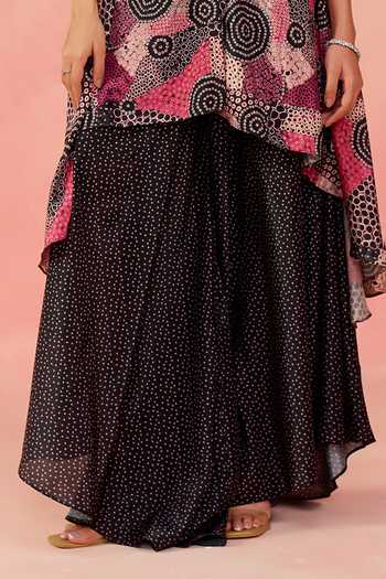 Shop_Label Moni K_Pink Crepe Cosmic Dot Print Cape And Palazzo Set _Online_at_Aza_Fashions