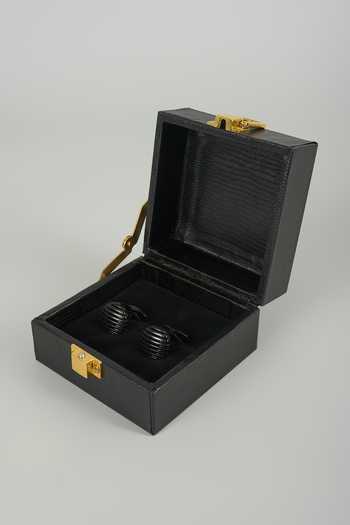 Shop_Salil Bhatia_Black Finish Horizon Cufflinks - Set Of 2 _at_Aza_Fashions