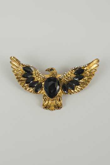 Buy_Salil Bhatia_Gold Eagle Embellished Brooch _at_Aza_Fashions