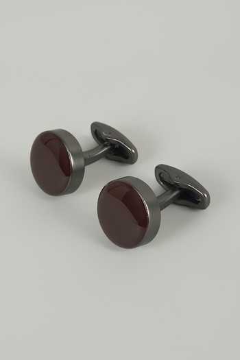 Buy_Salil Bhatia_Black Red Wine Cufflinks - Set Of 2 _at_Aza_Fashions