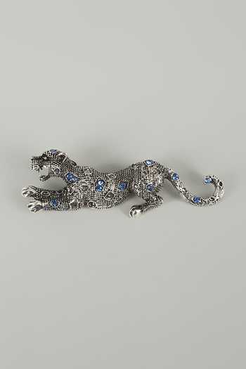 Buy_Salil Bhatia_Silver Panther Jewels Embellished Brooch _at_Aza_Fashions