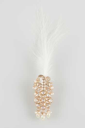 Buy_Salil Bhatia_Gold Pearl Embellished Feather Kalangi _at_Aza_Fashions