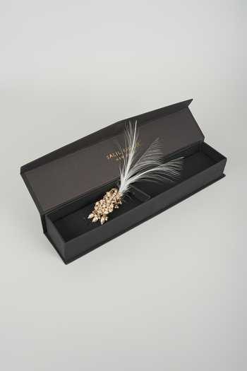 Shop_Salil Bhatia_Gold Pearl Embellished Feather Kalangi _at_Aza_Fashions