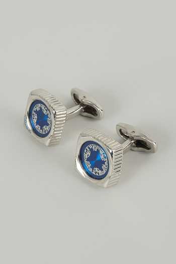 Buy_Salil Bhatia_Silver Finish Nebula Cufflinks - Set Of 2 _at_Aza_Fashions