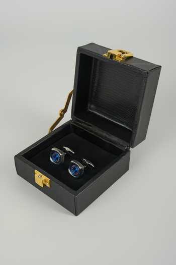 Shop_Salil Bhatia_Silver Finish Nebula Cufflinks - Set Of 2 _at_Aza_Fashions