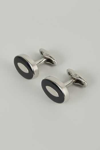 Buy_Salil Bhatia_Black Silver Finish Eclipse Cufflinks - Set Of 2 _at_Aza_Fashions