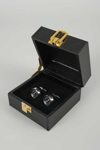 Shop_Salil Bhatia_Silver Finish Stardust Cufflinks - Set Of 2 _at_Aza_Fashions