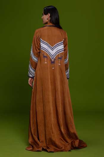 Shop_Kamaali Pret_Purple Satin Cowl Neck Hind Printed Jacket With Dress _at_Aza_Fashions