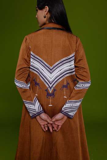 Shop_Kamaali Pret_Purple Satin Cowl Neck Hind Printed Jacket With Dress _Online_at_Aza_Fashions