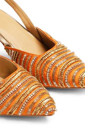 Shop_Shilpsutra_Orange Amber Ripple Peep Toe Heels _Online_at_Aza_Fashions