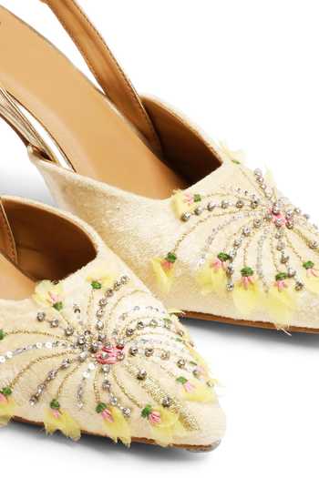 Shop_Shilpsutra_Cream Floral Burst Peep Toe Heels _Online_at_Aza_Fashions