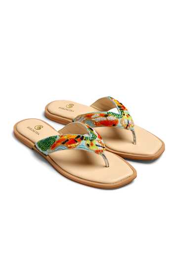 Shilpsutra_Pink Lotus Koi Embroidered Sandals _Online_at_Aza_Fashions