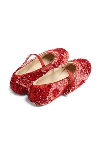Buy_Shilpsutra_Red Ruby Cascade Embroidered Ballerinas _Online_at_Aza_Fashions