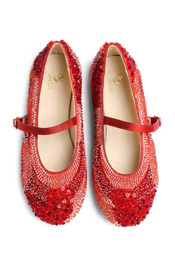 Shop_Shilpsutra_Red Ruby Cascade Embroidered Ballerinas _at_Aza_Fashions