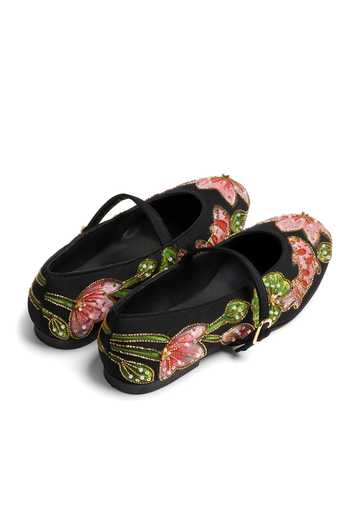 Shilpsutra_Black Lotus Noir Embroidered Ballerinas _Online_at_Aza_Fashions
