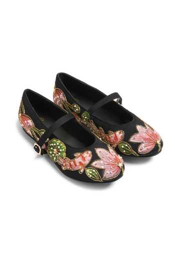 Buy_Shilpsutra_Black Lotus Noir Embroidered Ballerinas _Online_at_Aza_Fashions