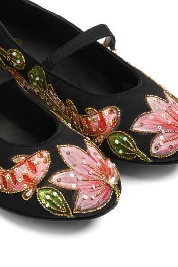 Shop_Shilpsutra_Black Lotus Noir Embroidered Ballerinas _Online_at_Aza_Fashions