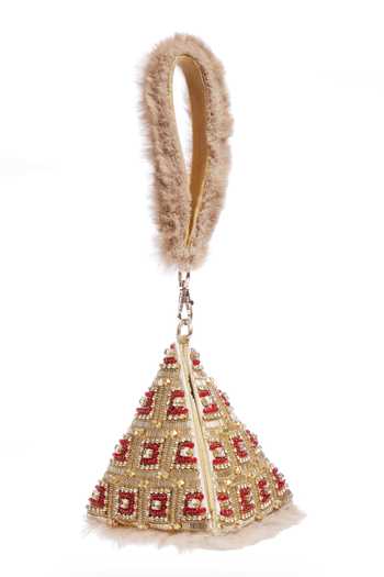 Shilpsutra_Gold Ruby Royale Fur Bag _Online_at_Aza_Fashions