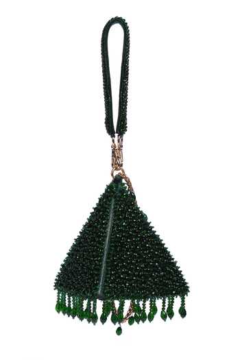 Shilpsutra_Emerald Green Dewdrop Pyramid Bag _Online_at_Aza_Fashions