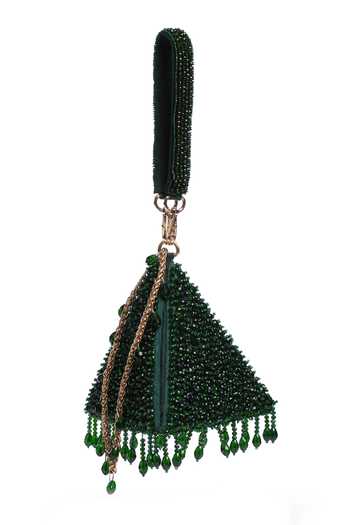 Buy_Shilpsutra_Emerald Green Dewdrop Pyramid Bag _Online_at_Aza_Fashions
