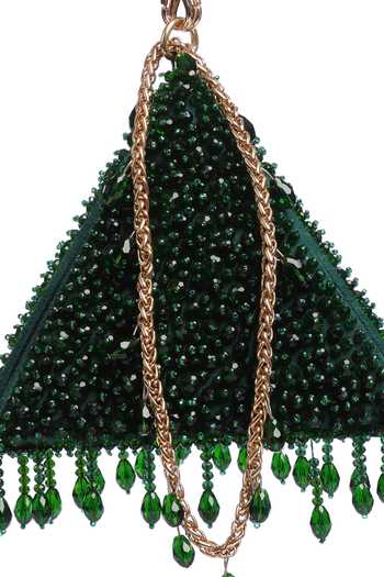 Shop_Shilpsutra_Emerald Green Dewdrop Pyramid Bag _Online_at_Aza_Fashions
