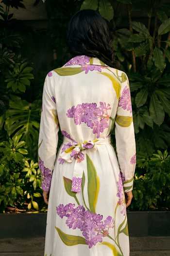 Buy_Poppi_Green Cotton Collared Neck Floral Print Maxi Dress _Online_at_Aza_Fashions