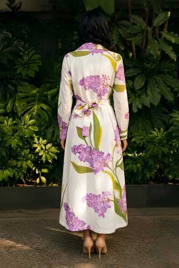 Shop_Poppi_Green Cotton Collared Neck Floral Print Maxi Dress _at_Aza_Fashions