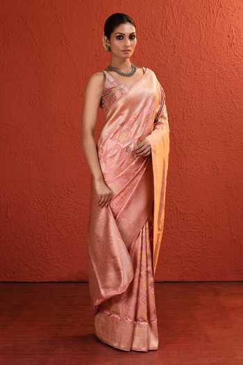 Shop_Vishwa By Pinki Sinha_Pink Silk Meenakari Jaal Handwoven Saree With Running Blouse _Online_at_Aza_Fashions