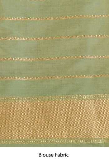 Vishwa By Pinki Sinha_Green Silk Forest Handwoven Saree With Running Blouse _at_Aza_Fashions