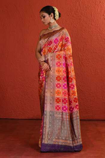 Vishwa By Pinki Sinha_Multi Color Silk Woven Saree With Running Blouse _Online_at_Aza_Fashions