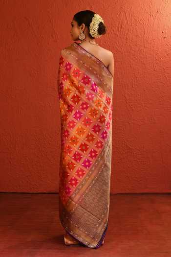 Shop_Vishwa By Pinki Sinha_Multi Color Silk Woven Saree With Running Blouse _at_Aza_Fashions