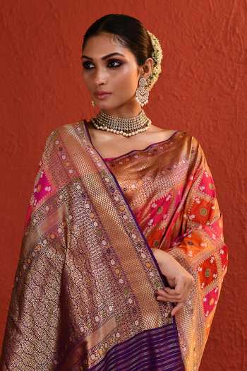 Vishwa By Pinki Sinha_Multi Color Silk Woven Saree With Running Blouse _at_Aza_Fashions