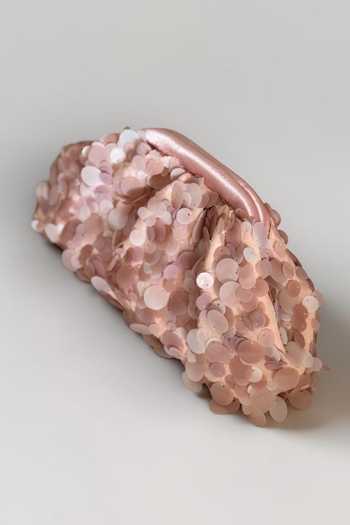 Bhavna Kumar_Pink Round Sequin Embellished Clutch _Online_at_Aza_Fashions