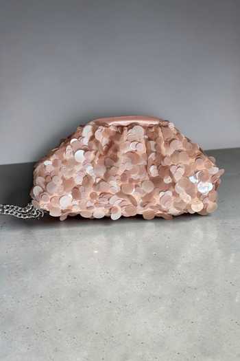 Shop_Bhavna Kumar_Pink Round Sequin Embellished Clutch _at_Aza_Fashions