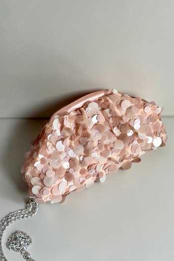 Buy_Bhavna Kumar_Pink Round Sequin Embellished Clutch _Online_at_Aza_Fashions