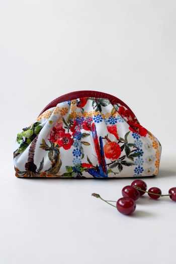 Buy_Bhavna Kumar_Multi Color Floral Print Puff Clutch Bag _at_Aza_Fashions