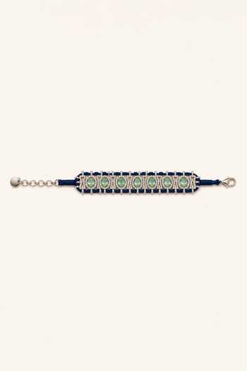Shop_Tad Accessories_Blue Geometric Stone Studded Bracelet _at_Aza_Fashions