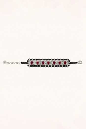 Shop_Tad Accessories_Black Geometric Stone Studded Bracelet _at_Aza_Fashions