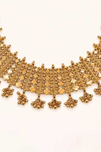 Shop_Tad Accessories_Gold Plated Bead Drop Necklace Set _Online_at_Aza_Fashions