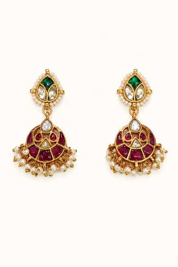 Buy_Tad Accessories_Gold Plated Stone Studded And Imitation Polki Necklace Set _Online_at_Aza_Fashions